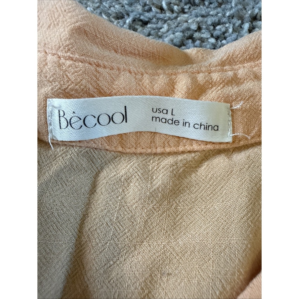 BeCool Women's S Button Down Lightweight Top Cap Sleeveless Orange Size Large - Picture 5 of 7